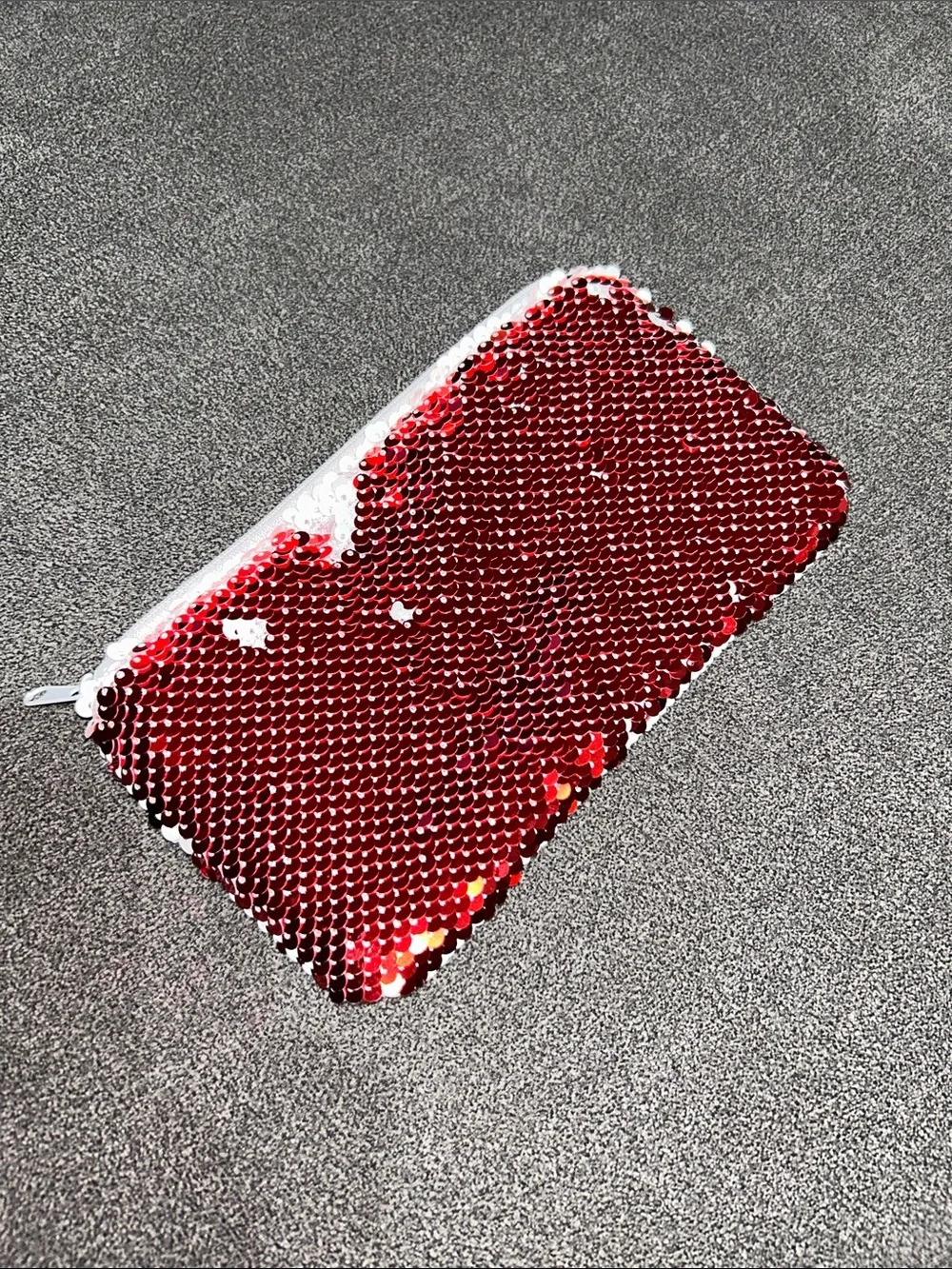 “Canes Chicken” Red and White Sequin Zip Pouch